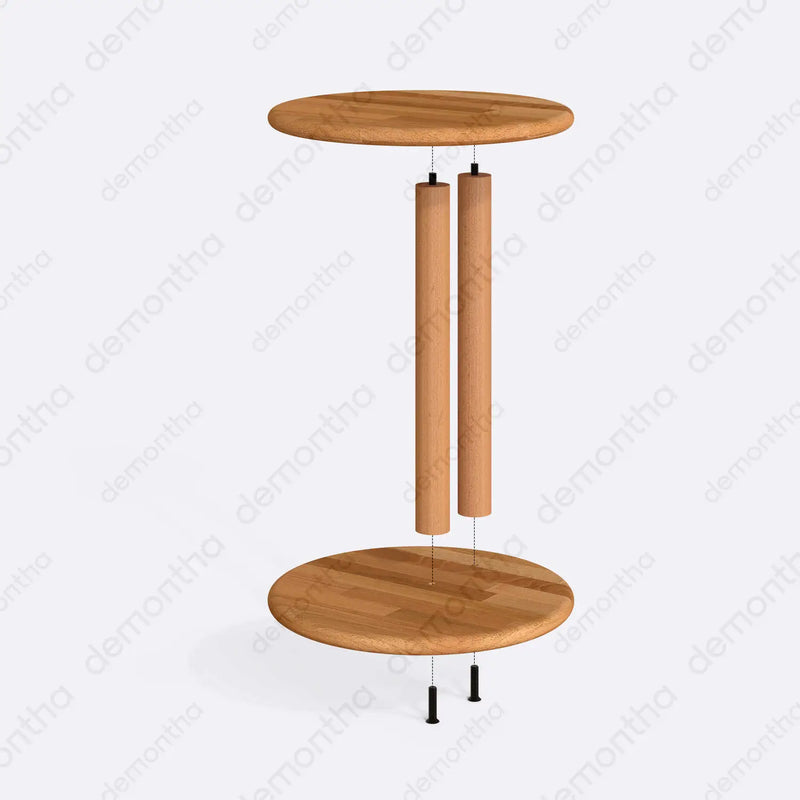 Side view of the Sicily Wooden C-Shaped Round Side Table with a sturdy base and round top, ideal for modern living spaces.