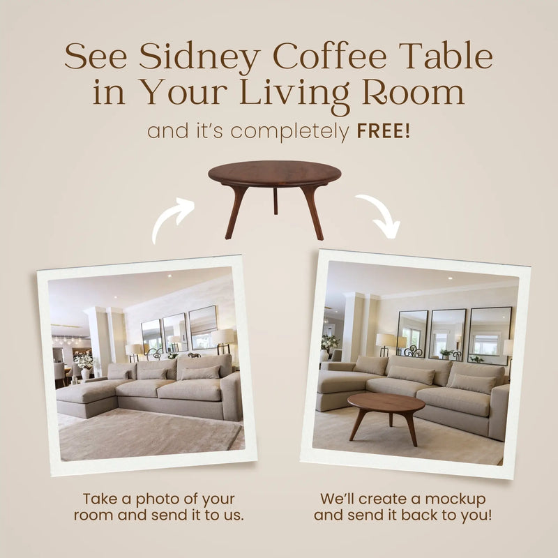 Sidney Round Coffee Table - Solid Walnut Wood - Mid Century Modern Design