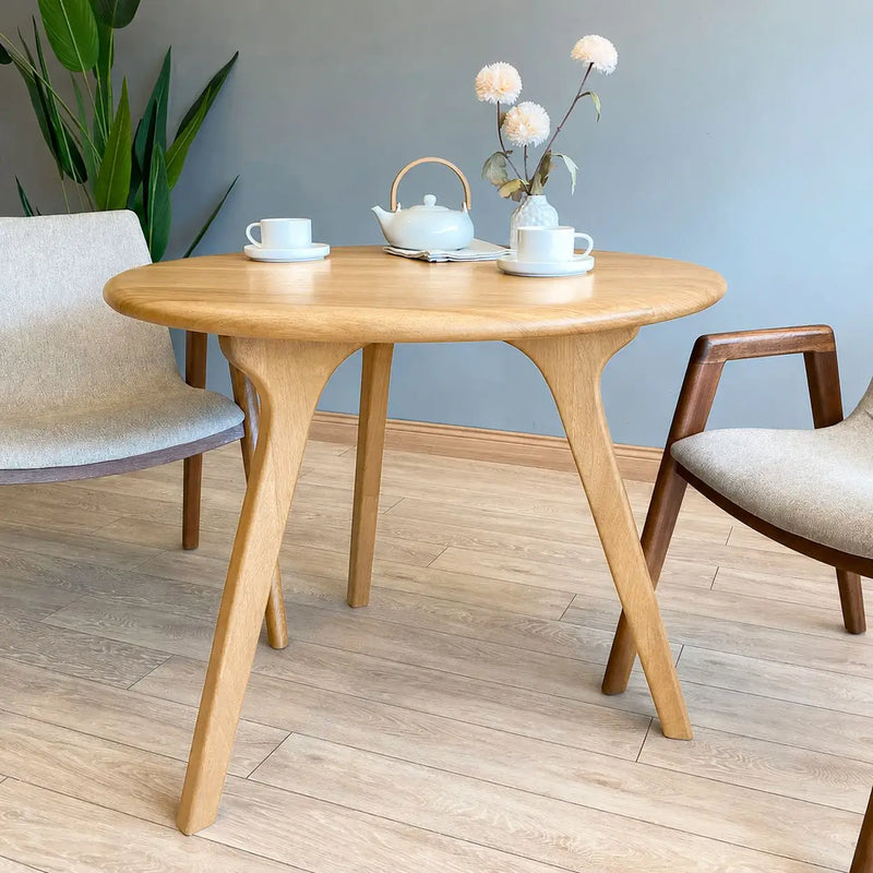 Sidney Circular Dining Table Solid Oak Wood – Mid-Century Modern Design