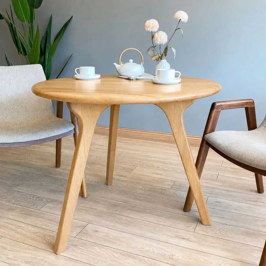 Sidney Circular Dining Table Solid Oak Wood – Mid-Century Modern Design Mozilya