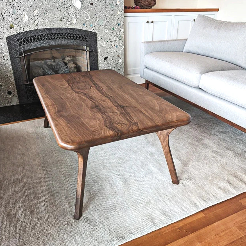 Sidney Rectangular Cocktail Table - Solid Walnut Wood - Mid Century Modern Design Mozilya