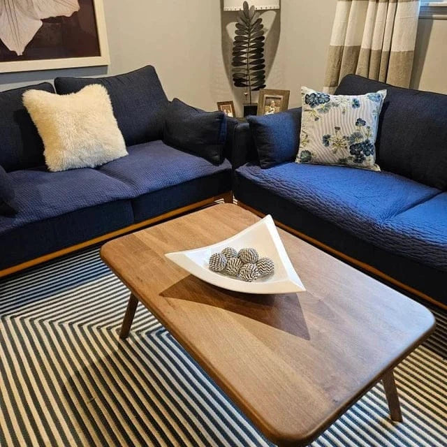 Sidney Rectangular Cocktail Table - Solid Walnut Wood - Mid Century Modern Design Mozilya