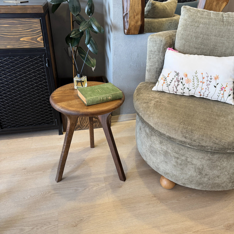 Sidney Walnut Wood Round 16" Side Table – Ready to Ship Mozilya