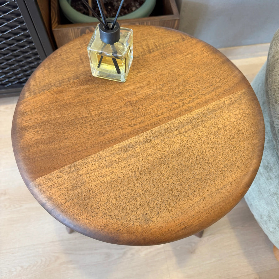 Sidney Walnut Wood Round 16" Side Table – Ready to Ship Mozilya