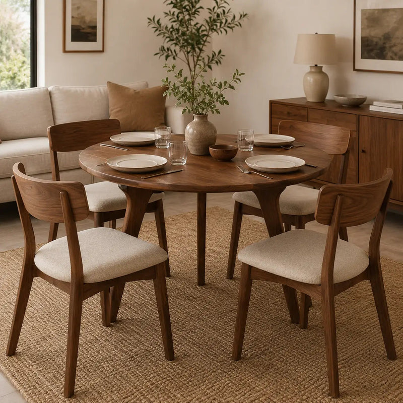 Sidney Circular Walnut Dining Table | Mid Century Modern Mozilya