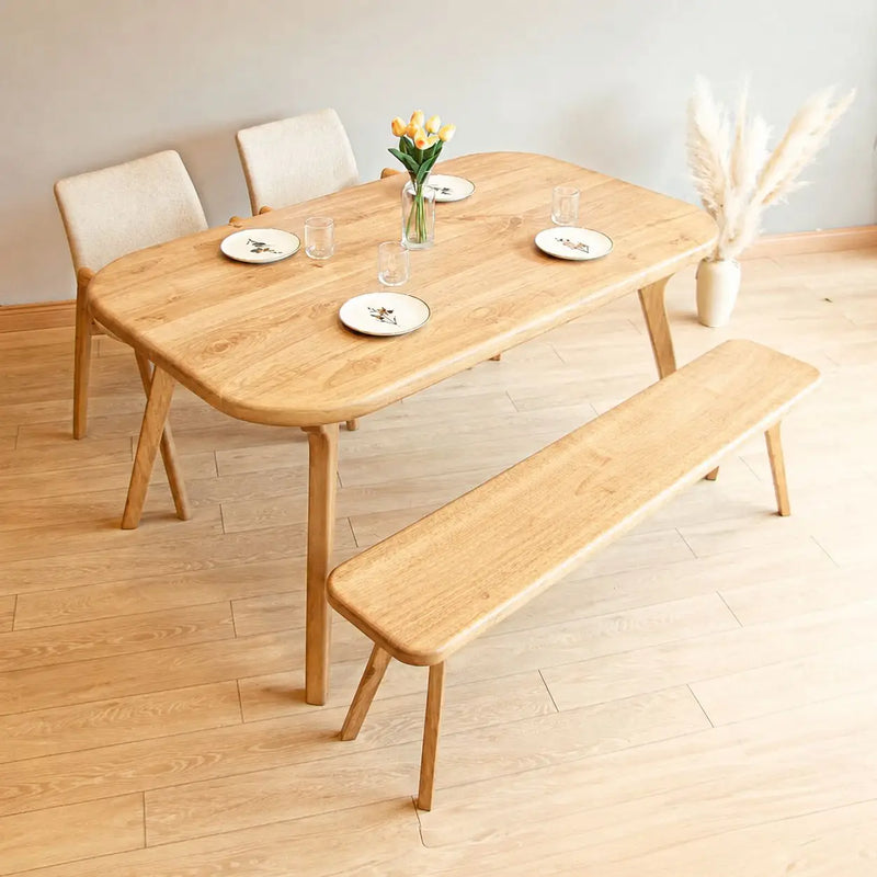 Sidney Rectangle Dining Table Solid Oak Wood – Mid-Century Modern Design