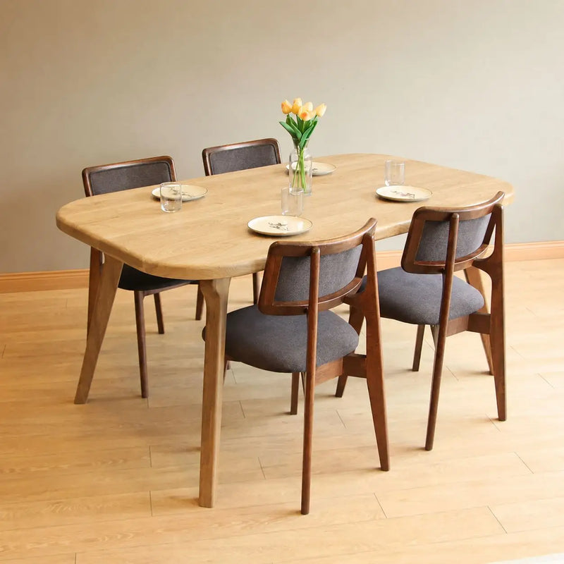 Sidney Rectangle Dining Table Solid Oak Wood – Mid-Century Modern Design