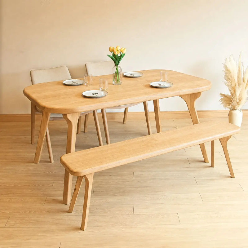 Sidney Rectangle Dining Table Solid Oak Wood – Mid-Century Modern Design