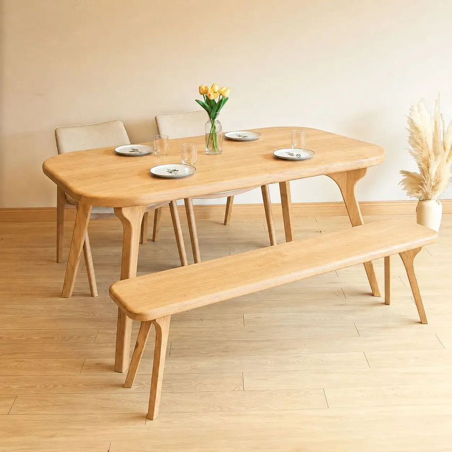 Sidney Rectangle Dining Table Solid Oak Wood – Mid-Century Modern Design Mozilya