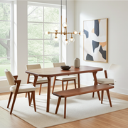 Sidney Dining Table Solid Wood | Mid Century Walnut