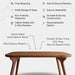 Top-down view of the natural wood tabletop highlighting its detailed grain and seamless finish.