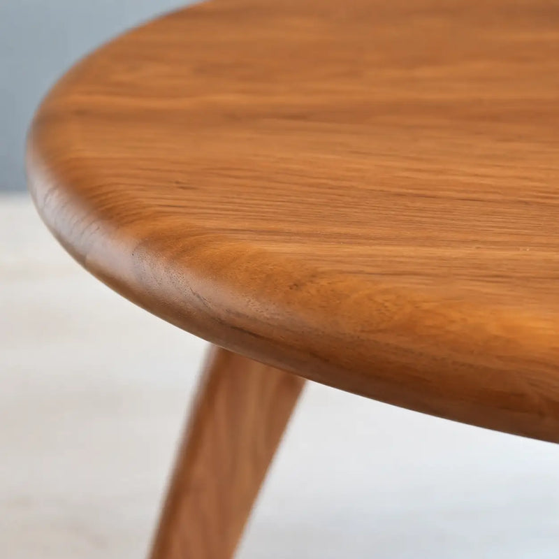 Sidney Solid Oak Wood Round Coffee Table - Handcrafted Mid-Century Design
