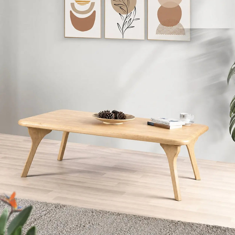 Sidney Rectangular Coffee Table Solid Oak Wood – Mid-Century Modern Design
