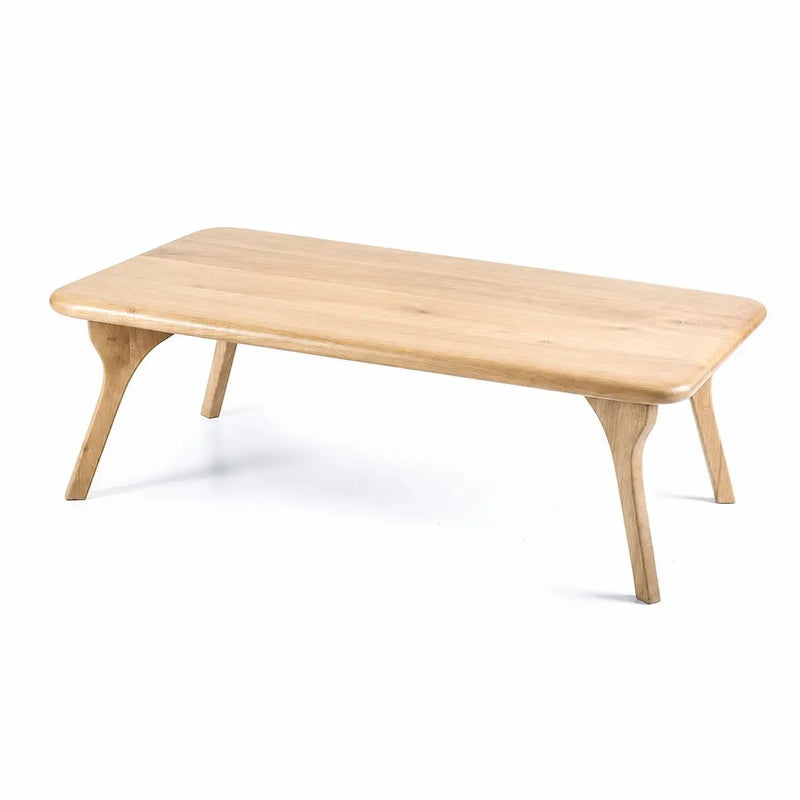 Sidney Rectangular Coffee Table Solid Oak Wood – Mid-Century Modern Design