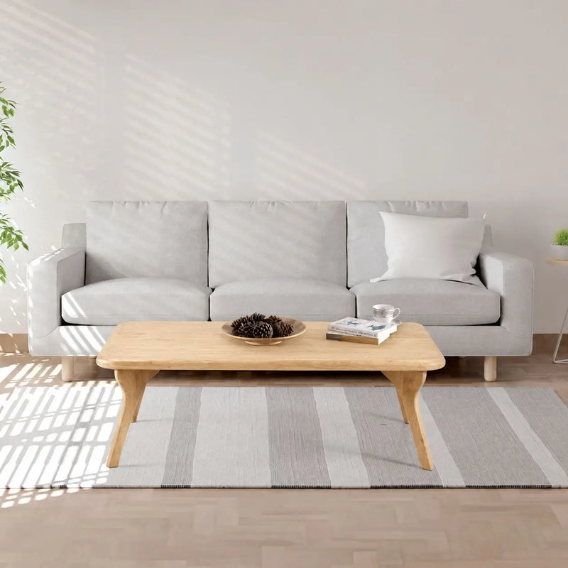 Sidney Rectangular Coffee Table Solid Oak Wood – Mid-Century Modern Design