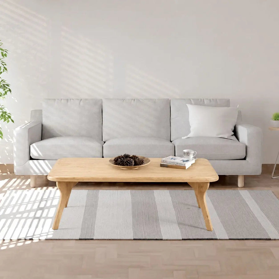 Sidney Rectangular Coffee Table Solid Oak Wood – Mid-Century Modern Design Mozilya