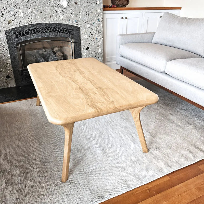 Sidney Rectangular Coffee Table Solid Oak Wood – Mid-Century Modern Design