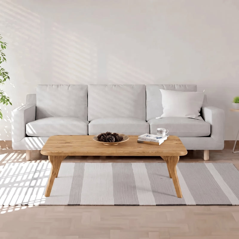 Sidney Rectangular Coffee Table Solid Oak Wood – Mid-Century Modern Design