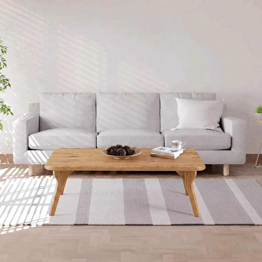 Sidney Rectangular Coffee Table Solid Oak Wood – Mid-Century Modern Design