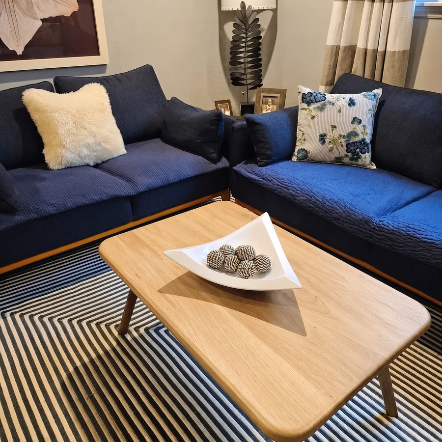 Sidney Rectangular Coffee Table Solid Oak Wood – Mid-Century Modern Design
