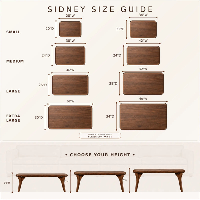 Sidney Rectangular Cocktail Table - Solid Walnut Wood - Mid Century Modern Design