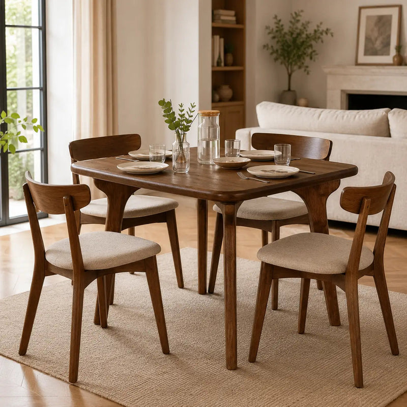Sidney Square Dining Table | Walnut Wood Mid Century Design Mozilya