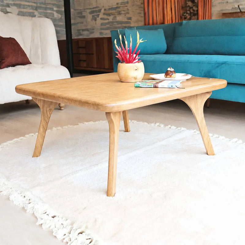 Sidney Square Wood Coffee Table Solid Oak Wood – Mid-Century Modern Design