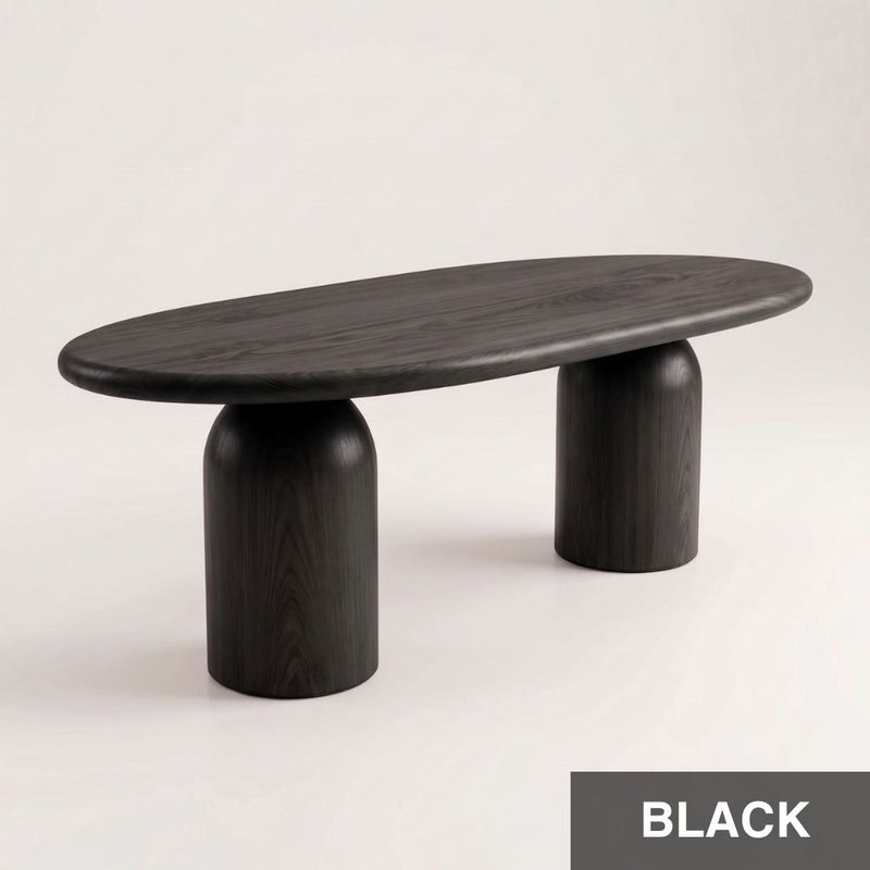 Solen Oval Solid Beech Dining Table – Sculptural Double Pedestal Modern Design