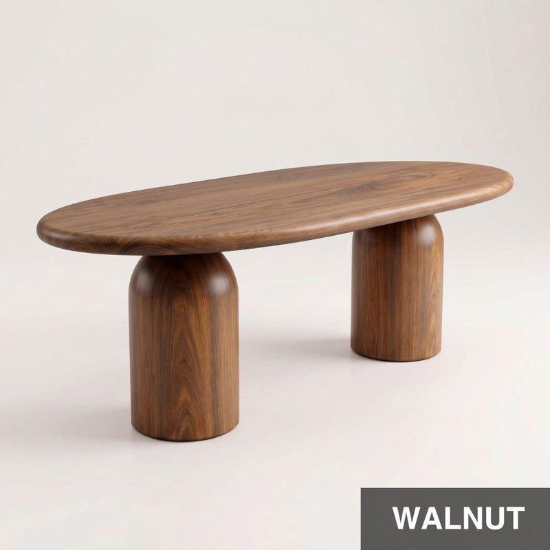 Solen Oval Solid Beech Dining Table – Sculptural Double Pedestal Modern Design