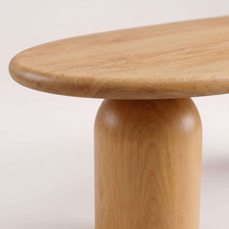 Solen Oval Solid Beech Dining Table – Sculptural Double Pedestal Modern Design