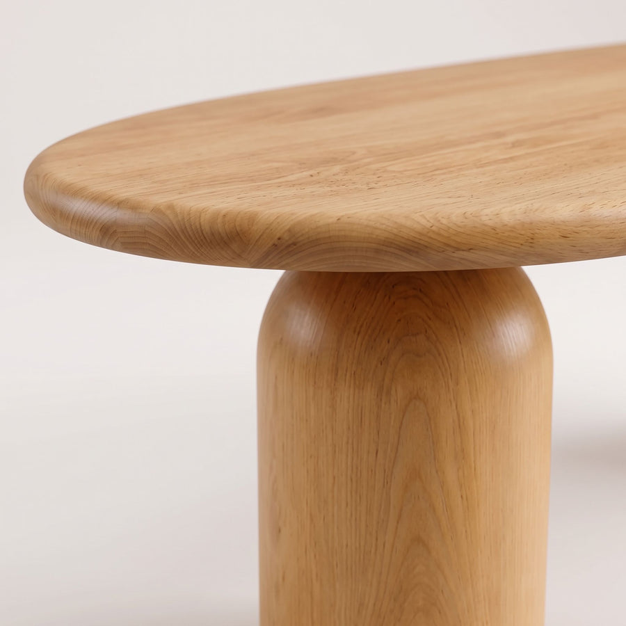 Solen Oval Solid Beech Dining Table – Sculptural Double Pedestal Modern Design