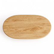 Top-down overhead view of the Solen Oval Beech Coffee Table showcasing its natural wood grain pattern.