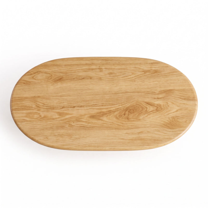 Top-down overhead view of the Solen Oval Beech Coffee Table showcasing its natural wood grain pattern.