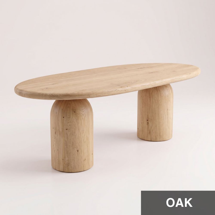 Solen Oval Solid Wood Dining Table – Oak & Walnut Double Pedestal Modern Design