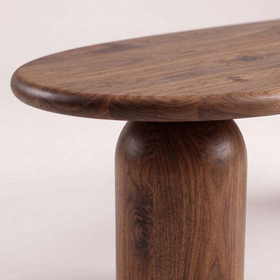 Solen Oval Solid Wood Dining Table – Oak & Walnut Double Pedestal Modern Design