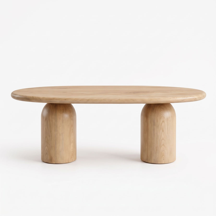 Solen Oval Solid Wood Dining Table – Oak & Walnut Double Pedestal Modern Design