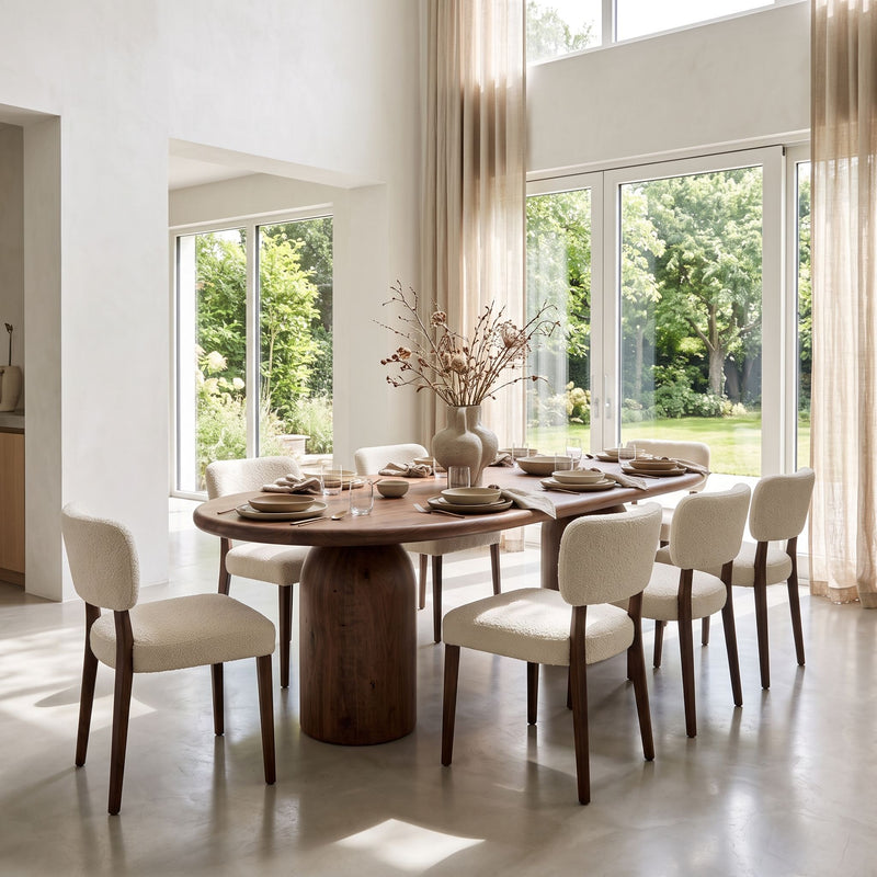 Solen Oval Solid Wood Dining Table – Oak & Walnut Double Pedestal Modern Design