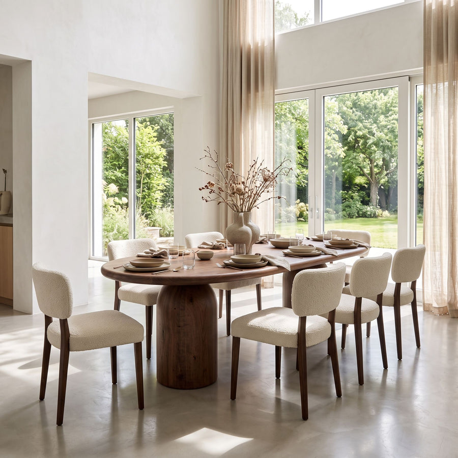 Solen Oval Solid Wood Dining Table – Oak & Walnut Double Pedestal Modern Design
