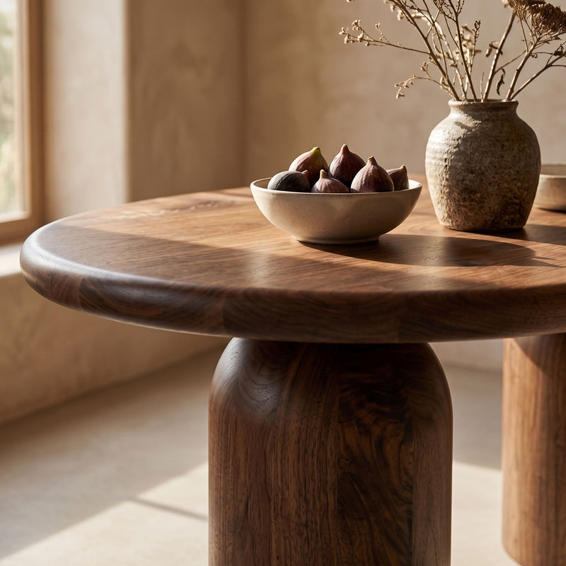 Solen Oval Solid Wood Dining Table – Oak & Walnut Double Pedestal Modern Design