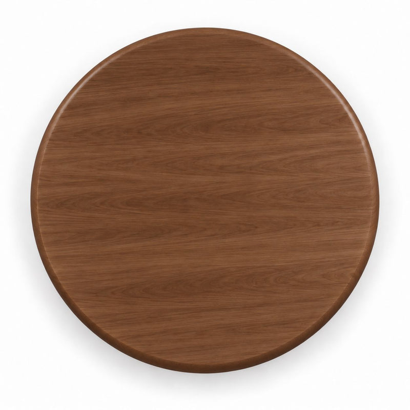 Top View of Solen Round Solid Beech Wood Coffee Table Top in Walnut Finish by Tomruque