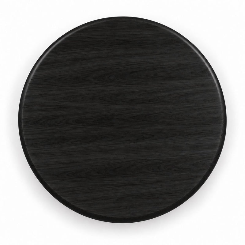 Top View of Solen Round Solid Beech Wood Coffee Table Top in Black Finish by Tomruque