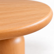 Close-Up of Natural Finish Grain and Rounded Edge on Solen Round Solid Beech Wood Coffee Table by Tomruque