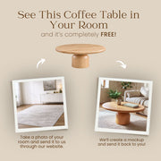 Solen Round Solid Oak Coffee Table - Free 3D Room Mockup Service Graphic