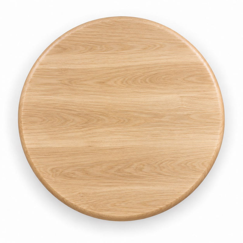Top View of Solen Round Solid Oak Coffee Table Top in Natural Oak Finish by Tomruque