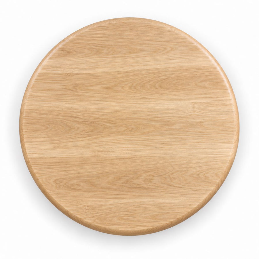 Top View of Solen Round Solid Oak Coffee Table Top in Natural Oak Finish by Tomruque