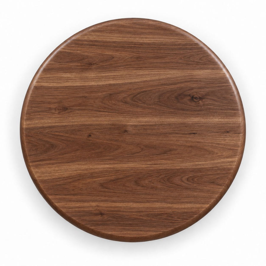 Top View of Solen Round Solid Walnut Coffee Table Top in Natural Walnut Finish by Tomruque