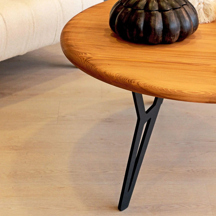 Spark Solid Pine Wood Round Coffee Table