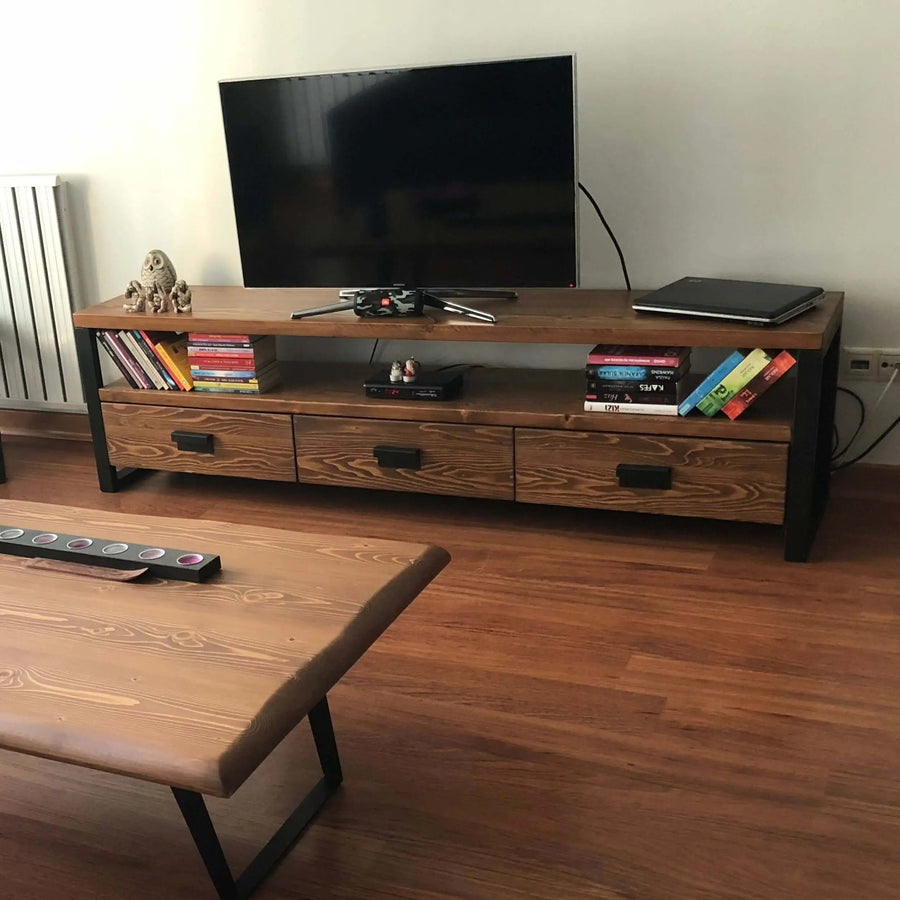 Rokko Solid Pine Wood TV Stand Mozilya
