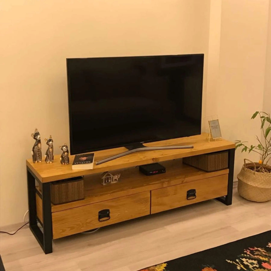 Rokko Solid Pine Wood TV Stand Mozilya