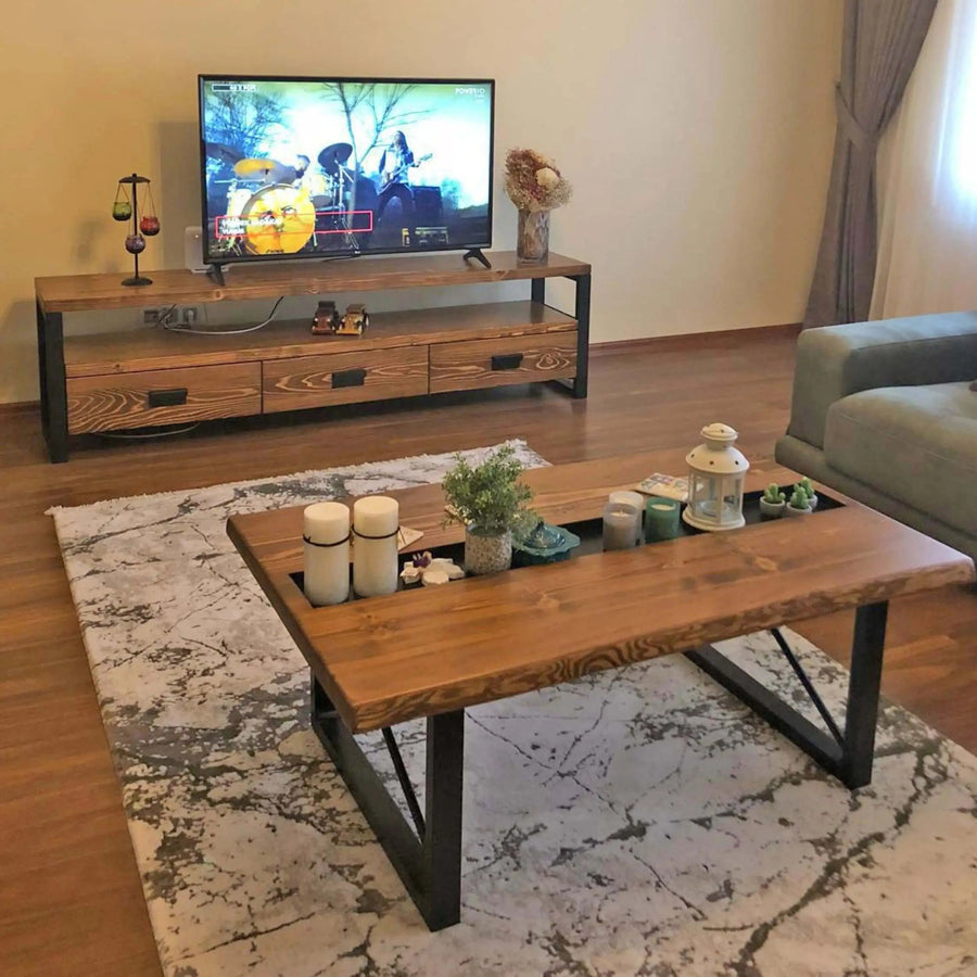 Rokko Solid Pine Wood TV Stand Mozilya